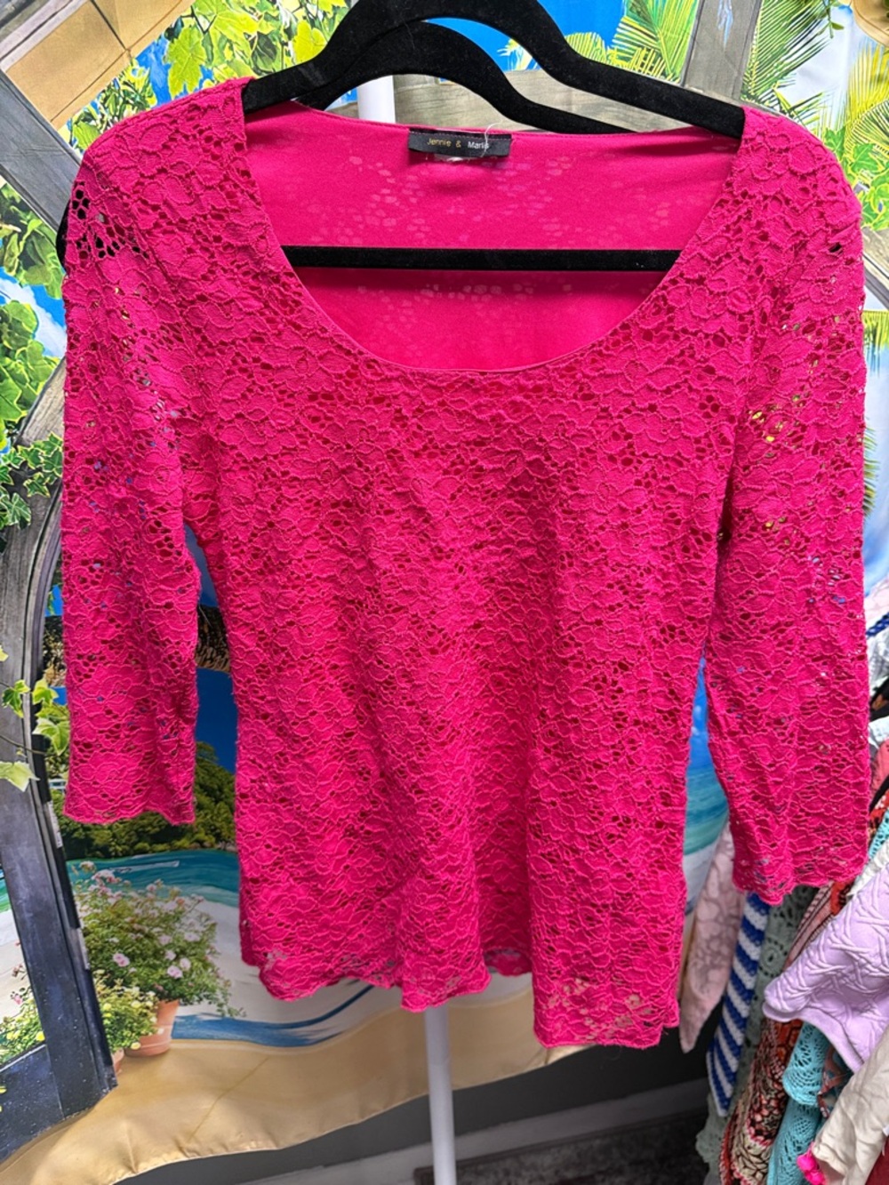Jennie & Marlo’s Fuchsia Lace Scoop Neck Top